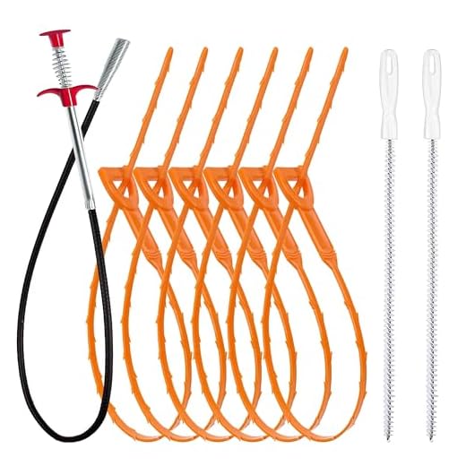 35.5inch Drain Clog Remover(1pcs), 25inch Drain Snake Hair Remover(6pcs) ＆ Cleaning Brush(2pcs), Hair Catcher Drain Auger Cleaner Tool Set For Toilet, Kitchen Sink, Bathroom Tub, Sewer, 9 Pack