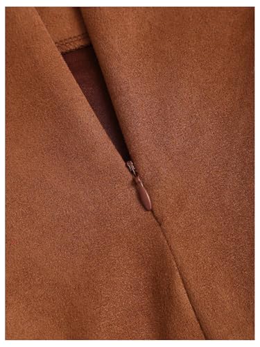 MakeMeChic Women's Wrap Suede Skirt Ruched Zip Back Bodycon Vintage Y2K Short Skirts4