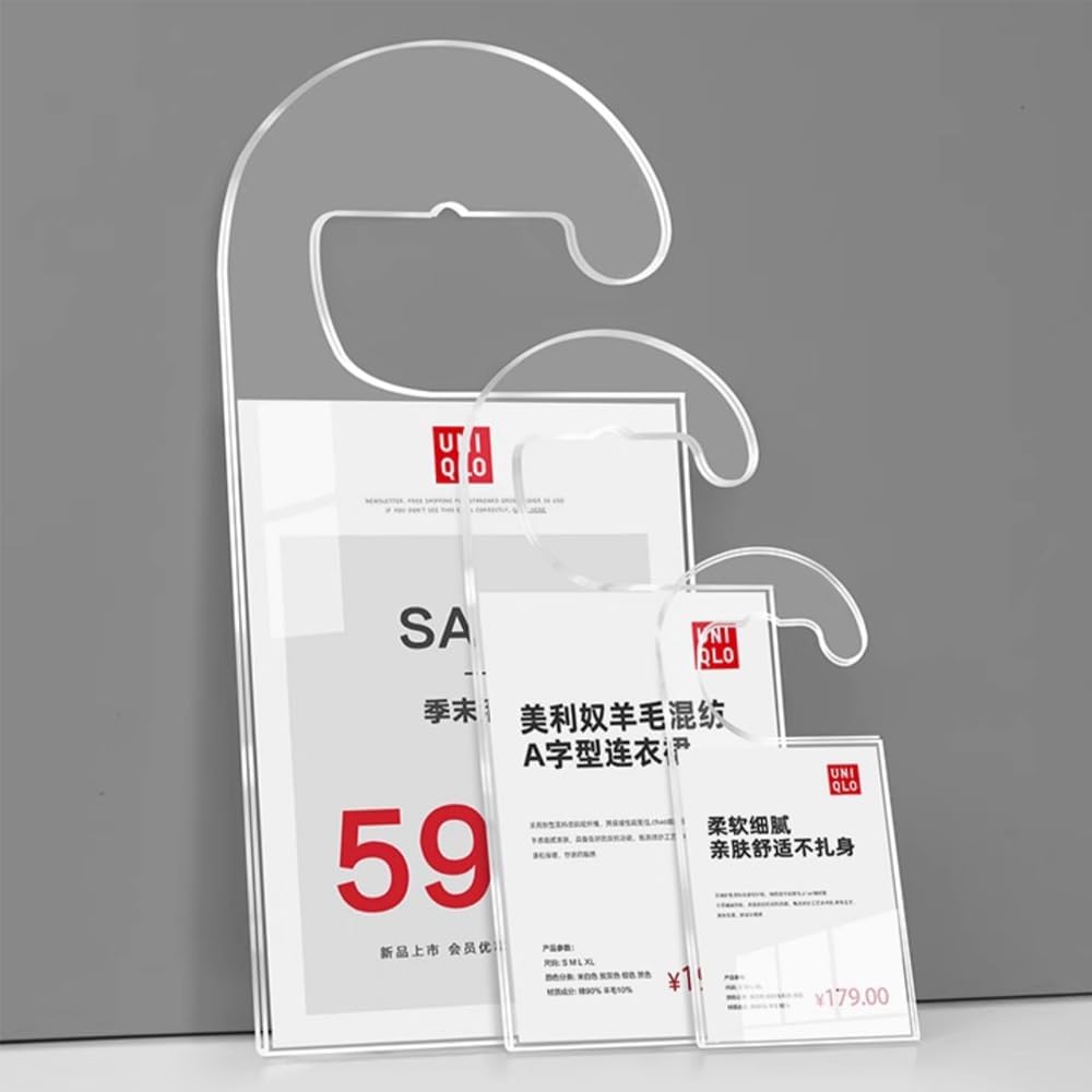 2 Pack Label Holder Price Tag Displays Sign Holder Data Card Holder Ads Display Stand for Retail Store Clothing Price Tag (S 70*100mm/2.76*3.94inches) - Image 7