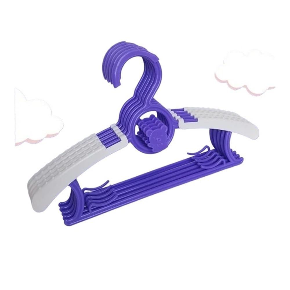 Clarture Adjustable Non-slip Clothes Hangers - 5/10pcs Cute Closet Organizer for Efficient Storage(Purple,5PCS)