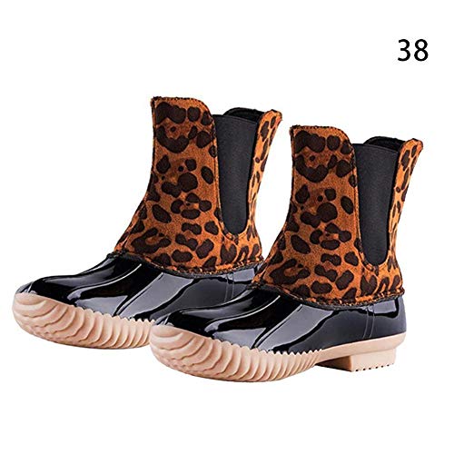 bouncevi Botas Cortas Zapatos Impermeables Zapatos de Mujer Botas de Lluvia de Leopardo Zapatos en Colores a Juego Lluvia en días - Caminar