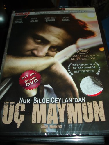 Uc Maymun / Three Monkeys / Nuri Bilge Ceylan'dan / REGION 2 PAL original Turkish Release 2 Disc Special Edition / Turkish Sound / ENGLISH and FRENCH and Turkish SUBTITLES / Starring: Yavuz Bingol, Hatice Aslan, Ahmet Rifat Sungar, Ercan Kesal