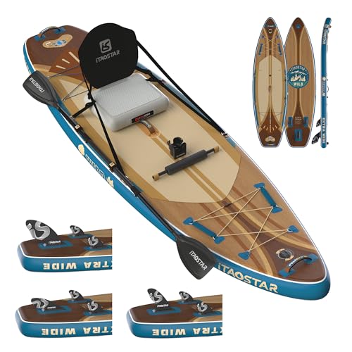 Image of iTAOSTAR Wild 11'x36 inch /11'6 inchx34 inch /12'6 inchx33 inch Inflatable Paddle Board with Seat, One-Stop Premium SUP Board Gears, Tailored 5 Fins, Stable Inflatable Stand Up Paddle Boards for Youth /Adults of All Levels