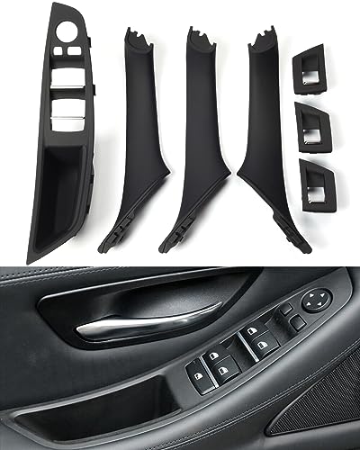 7-teiliges Türgriff-Set für BMW 5er F10 F11 520 530 Fensterschalter-Armlehne auf der Fahrerseite + Beifahrertür-Zuggriff + Fensterschalter-Abdeckungen für 523 525 528 535 (20102016)Schwarz