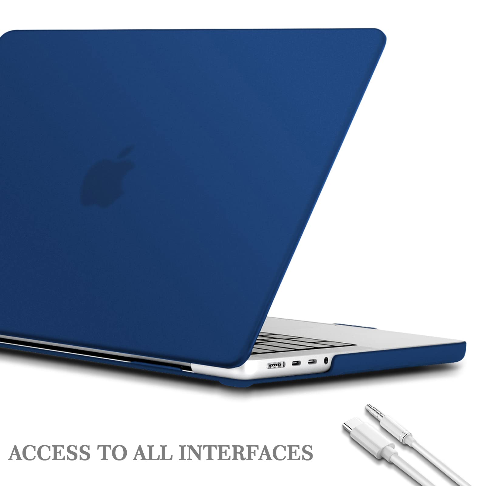 TECOOL Cover per MacBook Pro 14 Pollici M4 M3 M2 M1 Pro/Max 2021-2024 (A3401 A3185 A3112 A2992 A2918 A2779 A2442), Custodia Rigida Protettiva Sottile in Plastica e Copritastiera UE, Blu Navy