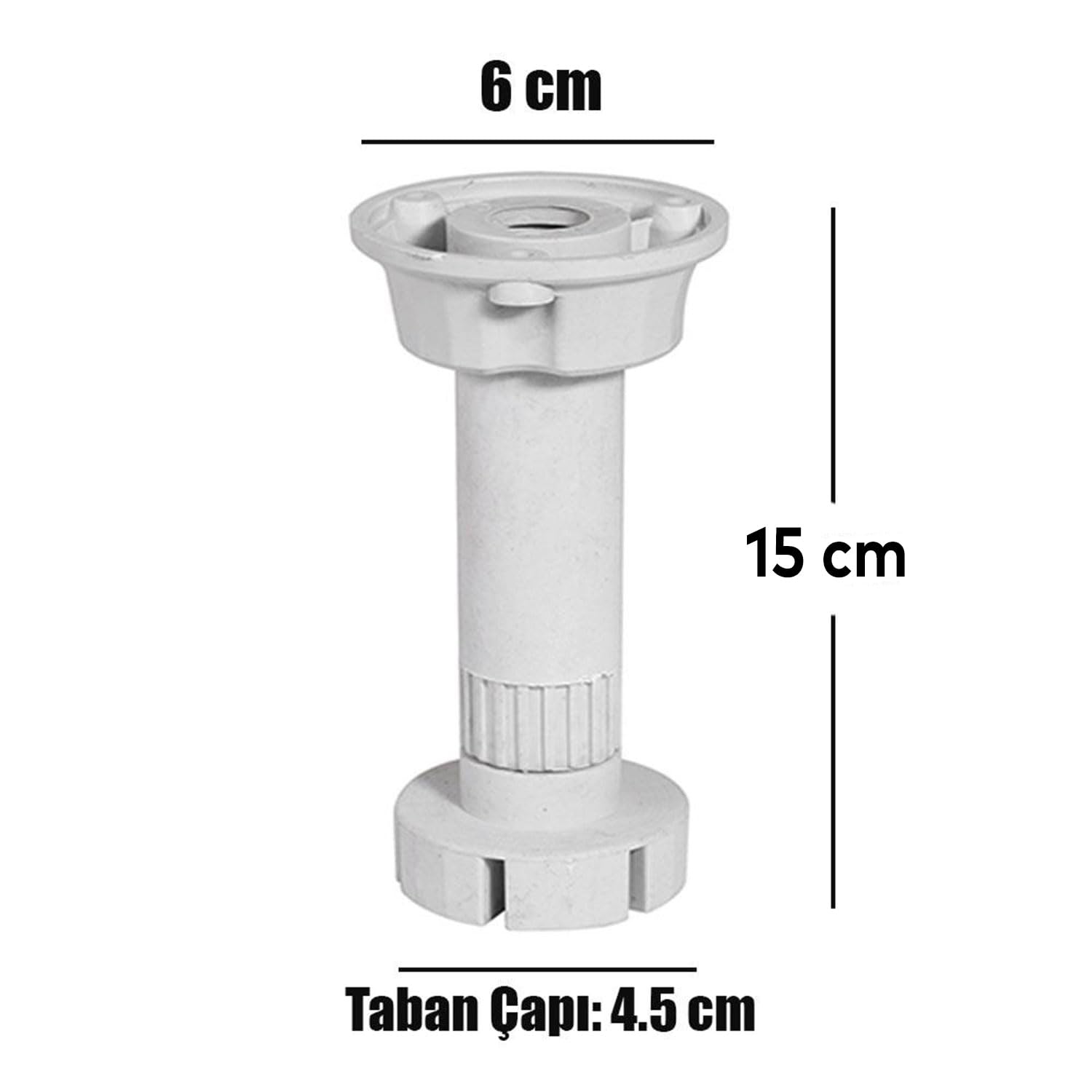 Badem10 Mobilya Kanepe Baza Tezgah Dolap Ünite Tv Mutfak Ayağı Ayarlı Ayarlanabilir 15 cm Gri Ayak (4 ADET)