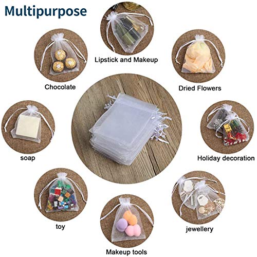 Image of Dealglad 50pcs Drawstring Organza Jewelry Candy Pouch Christmas Wedding Party Favor Gift Bags (3.5x4.5 inch, White)