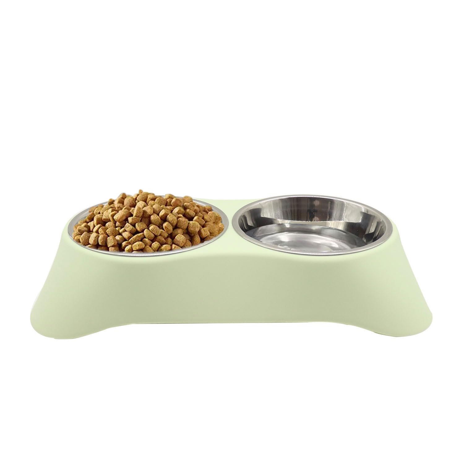 Arightmu 2-in-1 Stainless Steel Pet Bowls, Green, Large