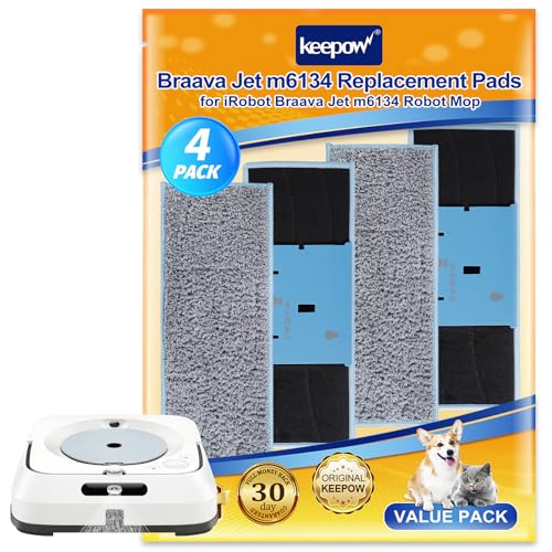KEEPOW Lingette pour Irobot Braava Jet M6, Lingette Lavable pour IRobot Braava Jet M6, Lavage Humide pour Braava Jet Série M, Lot de 4 M6 Accessoires