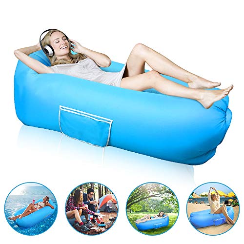 Vodche Inflatable Lounger Air Sofa Hammock-Portable Waterproof & Anti-Air Leaking Pouch Couch