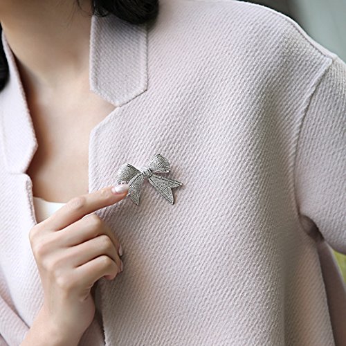 Dreamlandsales Victorian Vintage Silver Tone Full Micro Pave Ribbon Bow Brooches Pins #TOP7