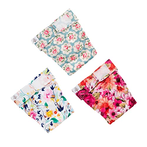Image of CuteBone Washable Dog Diapers Female No Tail Hole 3 Pack Reusable Doggie Period Training Pants for Docked-Tail Frenchie French Bulldog Boston Terrier Without Tail WWD02L