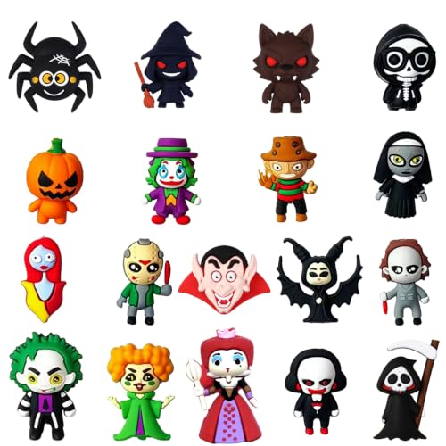 20Pcs Halloween 3D Silicone Focal Beads for Pens Cartoon Cute Character Focal Beads for Keychains Making DIY Bracele Jewelry Making Only for Adults