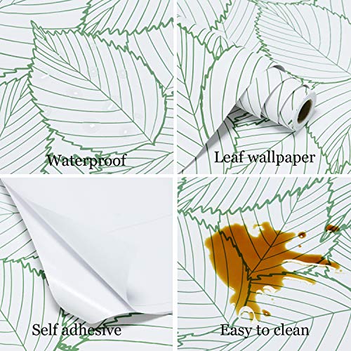 Kitico Peel And Stick Wallpaper Leaf Wallpaper Removable Leaf Contact Paper Green Leaf Self Adhesive Wallpaper Waterproof Leaves Wallpaper For Bedroom Vinyl Roll 17.7''X78.7'' #TOP4