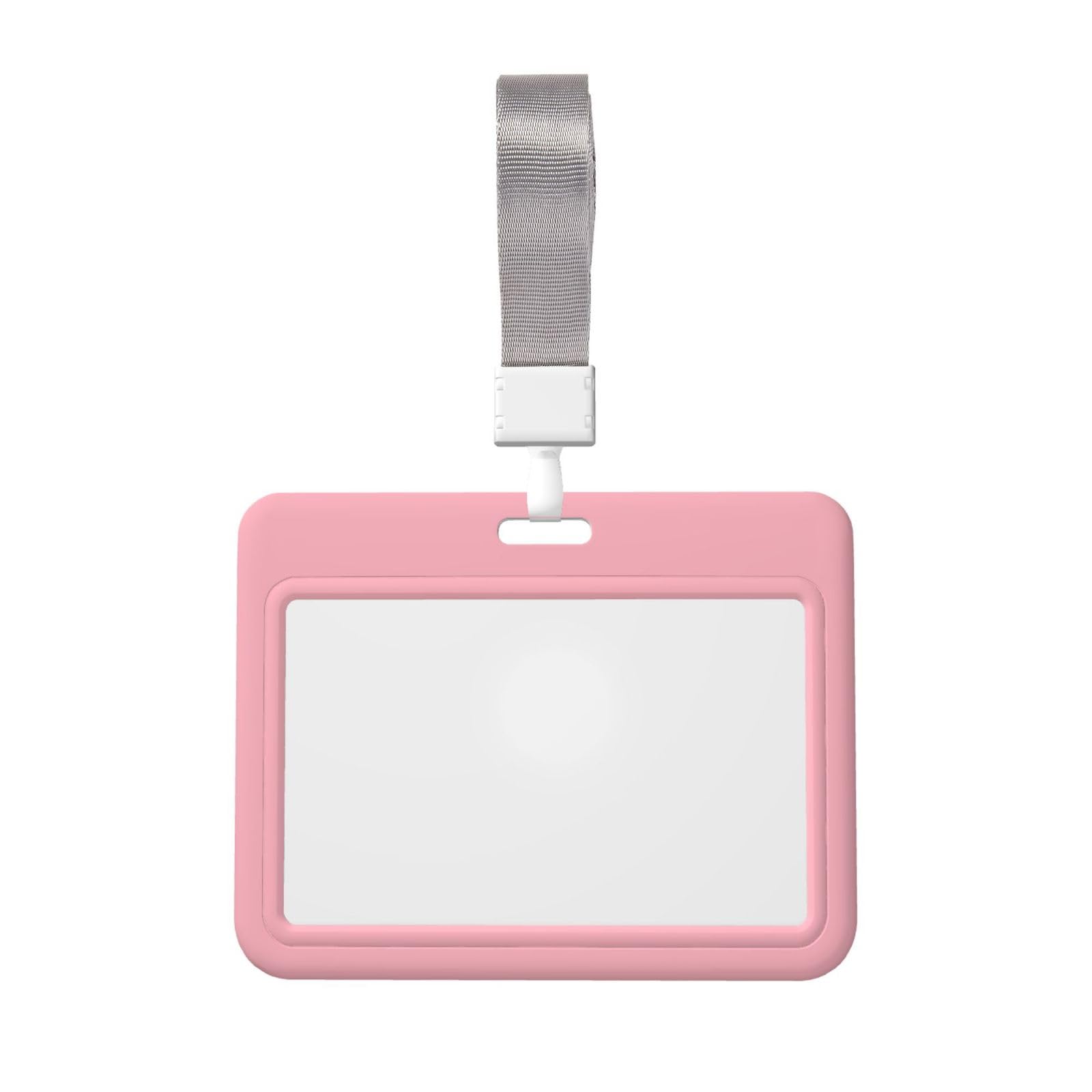 Personalized Badge Holder Custom Id Card Holder Horizontal Custom Pink Badge Holder