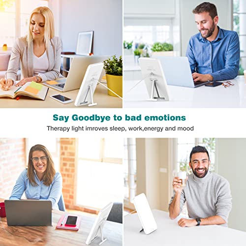 Wobrikosee Light Therapy Lamp, Ultra-Thin Uv-Free 10000 Lux Therapy Light, Timer Function, Adjustable Brightness Levels, Two Color Temperature, 90° Rotatable Stand For A Happy Life #TOP4