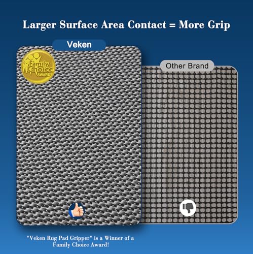 image for Veken 2x3 Ft Rug Pad Gripper for Hardwood Floors, Non Slip Dark Grey R
