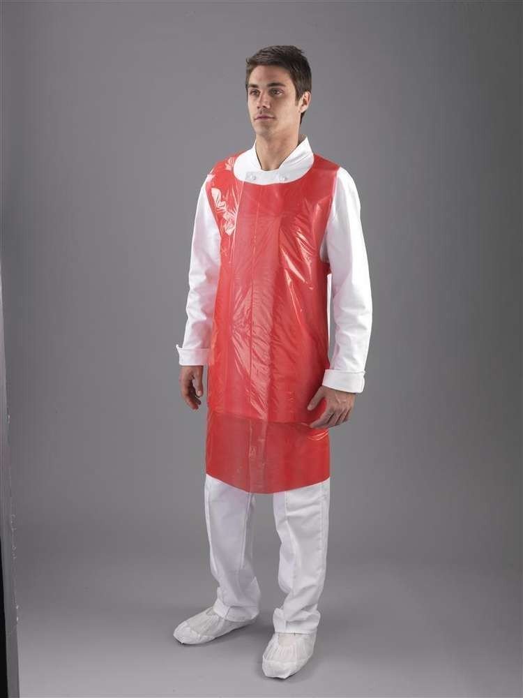 grembiule polietilene 76 X 120 - Confezione da 100 pezzi rosso. Monouso protezione medico lavori per cliniche - laboratori - esteticien - Alimentazione - dentisti - veterinari - infermeria - bricolage