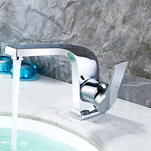 Mitigeur lavabo anti-éclaboussures robinet de salle de bain chrome et or