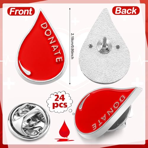 Image of Ecation Blood Drop World Blood Donor Day Gift Enamel Lapel Donor Pins for Party Charity Favors Decoration Event Supplies
