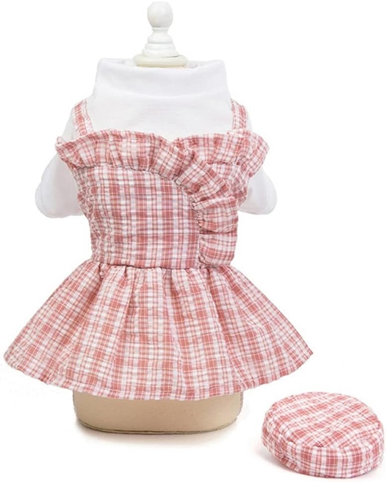 Spring Summer Pet Clothes Cute Pet Dog Plaid Dress Thin Small Medium Dog Teddy Chihuahua Clothing Sweety Pet Puppy Outfits (Color : Pink Size : S Code) (Pink XScode)