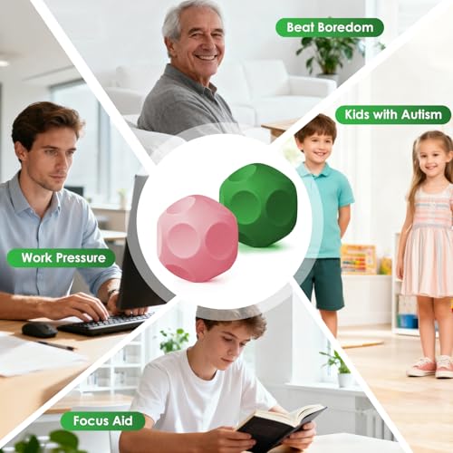 Olaivy Sensory Stress Balls - Fidget Toys for Adults & Teen, Silicone Polyhedron Hand Therapy Ball with Beads Inside Relief Stress Squeeze Toy for Autism & ADHD, Office Desk Toy - Image 6