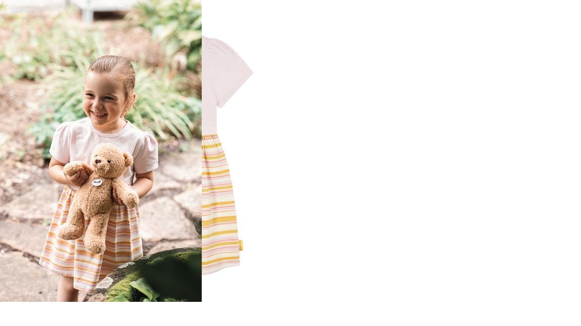 Steiff blossom Mädchen KLEID, rosa + gestreift L002412210 gr.104