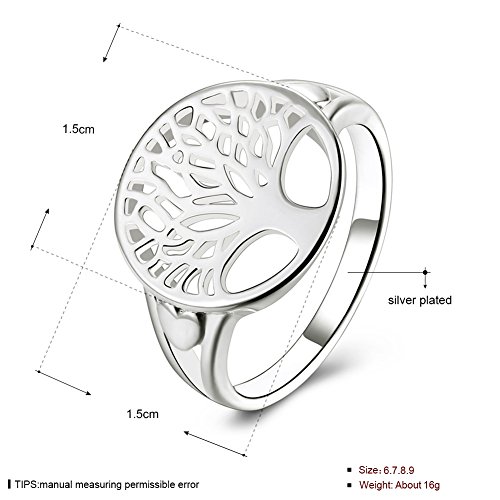 Greendou Fashion Jewelry 925 Sterling Silver Tree of Life Ring Jewelry Wedding Women Cute Size 7-93