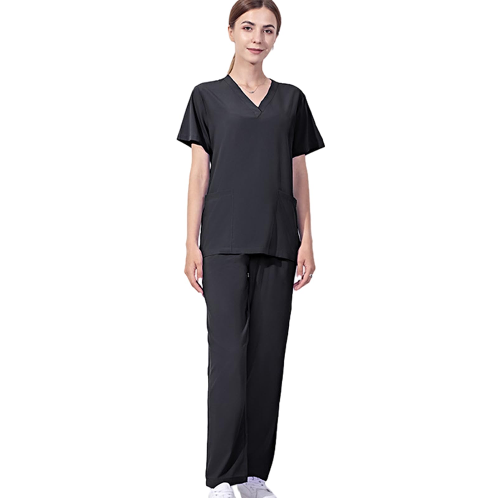 Nurses Scrubs Sets for Women | Soft Stretch V-Neck Top Uniforms with Pocket | Soft Stretch Scrubs Set Nurse Uniform, Doctor Working Clothing for Pet Hospital