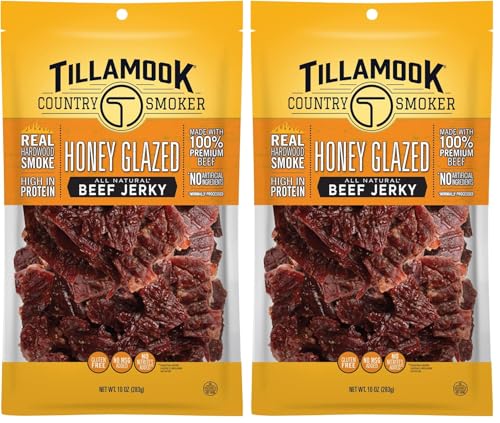 Image of Tillamook Country Smoker Real Hardwood Smoked Beef Jerky, Honey Glazed, 10 Ounce (Pack of 2)