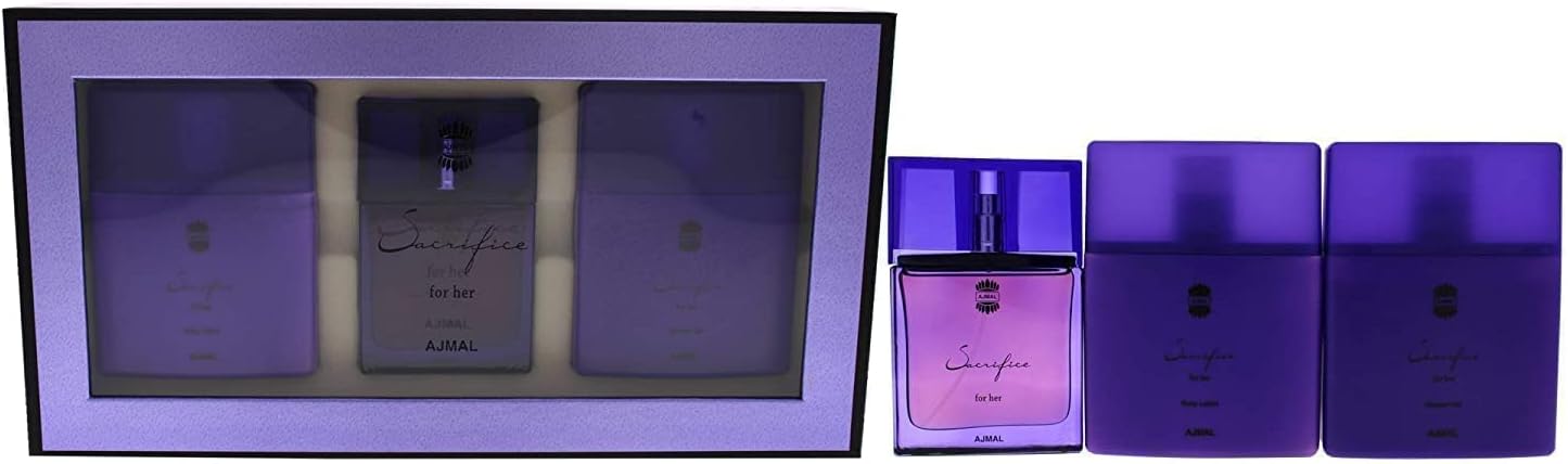 Sacrifice Women 3 Pc Gift Set 1.7oz EDP Spray, 7.5oz Shower Gel, 7.5oz Body Lotion
