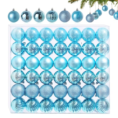 42 Stück Kleine Weihnachtskugeln Eisblau 6 Verschiedene Design...