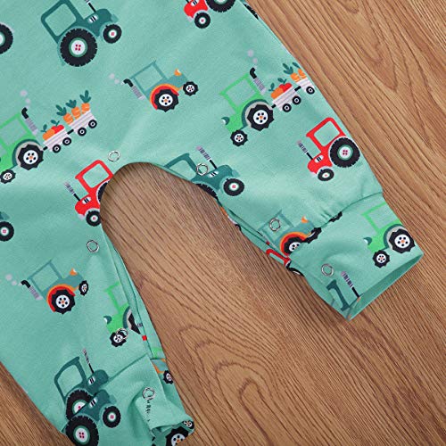 Arvbitana Newborn Toddler Baby Girl Boy Sleeveless Cartoon Romper Bodysuit Jumpsuit Animal One Piece Outfit Summer Clothes (A-Sky Blue Tractor, 2-3T) #TOP4