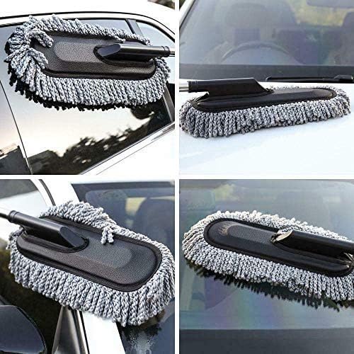 Image of Microfiber Flexible Car Cleaner Washable Duster, Car Wash Dust Wax Mop Car Duster with Handle and Grip (Multi)
