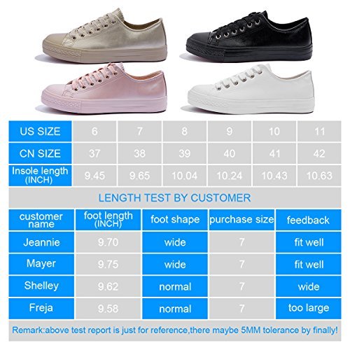 AOMAIS Womens Fashion PU Leather Sneakers Low Top Lace up Canvas Shoes (White,US8)…