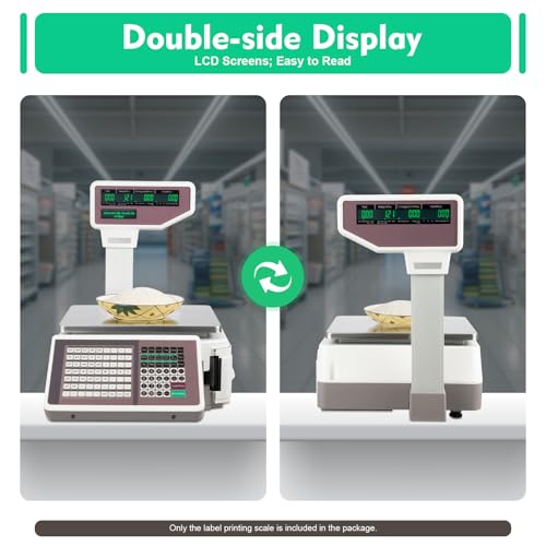 Báscula digital comercial con impresora y pantalla dual 66 lb miniatura 3