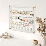 humberboat Earring Holder Organizer, 4 Layer Wall Mounted Ear Stud Display Storage, Acrylic Large Capacity Jewelry Organizer Earring Display and Storage for Studs, Dangling, Necklace