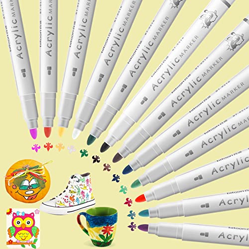 Newvenper 12 Farben Acrylfarben Stifte Kit Acrylstifte Marker Stifte für Glas Stein Holz Keramik Craft liefert DIY Fotoalben Ostereier Cover