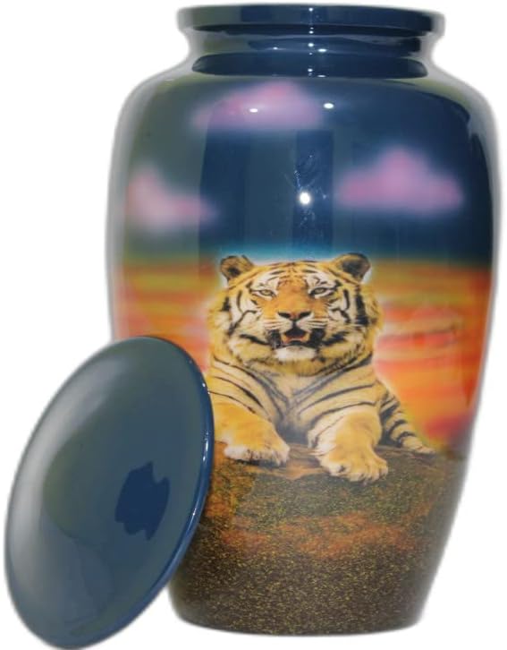 Cremation Urns for Human Ashes Adult for Funeral, Burial, Niche, or Columbarium Cremation - Urns for Adult Ashes - Cremation Urns for Human Ashes - Tiger, Blue