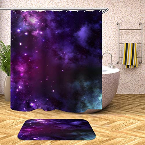 XCBN Nouveau Rideau de Douche Univers étoilé mystérieux Loup étoiles Salle de Bain décor à la Maison 3D Rideau Chambre fenêtre écran A12 180x200 cm