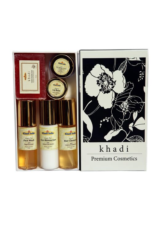 KHADI INDIA Skin & Hair Care Combo - Green Tea Face Wash (60ml), Moisturizer (60ml), Neroli Hair Cleanser (60ml), Lip Balm (15g), Anti-Aging Cream (15g) & Gulab Chandan Soap (50g) ? 6 Natural Products-image-23