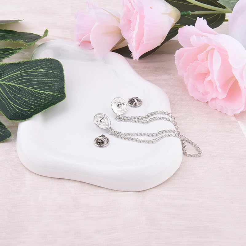 Image of Pearl Brooch Pins Tassel Chain Brooch Collar Pins Lapel Pins for Men Women Dress Shirt Collar Chain Suit Collar Brooch Hanging Chain Lapel Pin for Men Suits Tuxedo Shirt Accessories