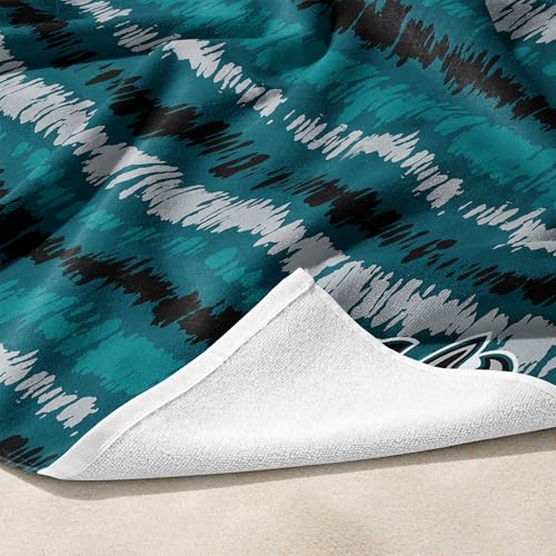Image of Northwest NFL Philadelphia Eagles Oversized Microfiber Beach Towel, 60 x 70 Inches - Quick Dry, Sand Resistant, Lightweight, Highly Absorbent, Shibori Design