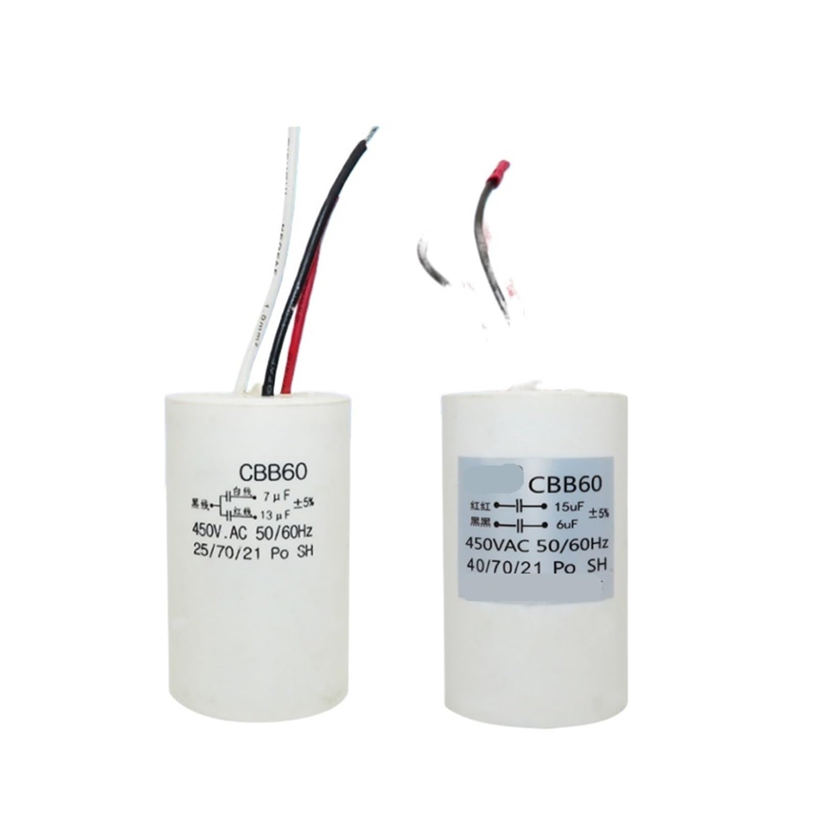 KSZHZYMGX 1pcs CBB60 three 3 wires four 4 wires double capacitor 450V(8UF-16UF Triple Wire)