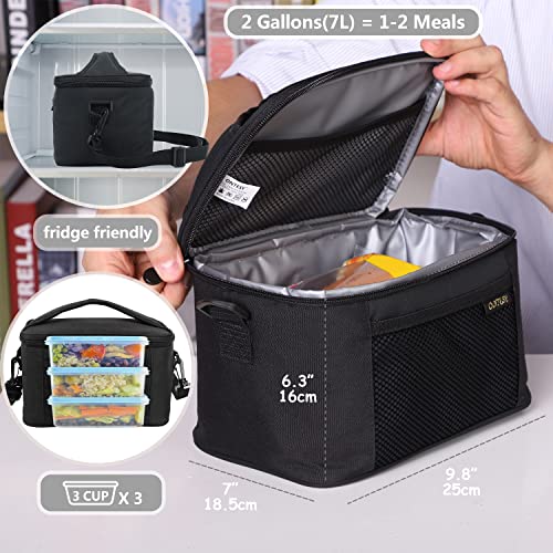 Ontesy Small Lunch Bag For Men Women, Thermal Insulated Lunchbox For Boys Girls Reusable Mini Cooler Bag Lunch Pail With Adjustable Shoulder Strap For Adults & Kids For Work School Picnic (Black) #TOP1
