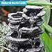 Biling 5-Tier Cascading Rock Outdoor Water Fountain with LED Lights and Artificial Fern, Outdoor Fountains and Waterfalls with Natural Stone Look for Garden, Patio, Backyard, Deck (Gray)