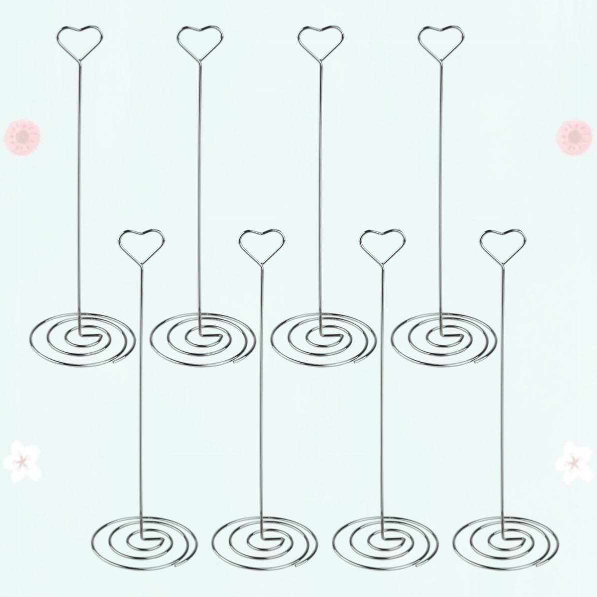 Memo Photo Clips Note Clip 6pcs Heart Shape Table Number Holders Name Holders Silver Iron Stand for Wedding Party Office Use
