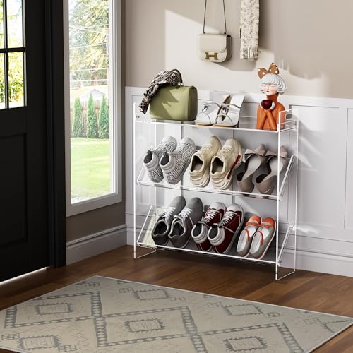 Étagère à chaussures en acrylique pour placard compact à 3 niveaux - 3
