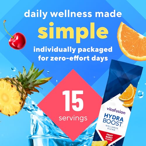 Vitafusion Hydraboost Drink Powder Packets, Electrolytes Support Daily Hydration, Vitamins Support Cellular Energy & Immune Health, Prebiotic Fiber Supports Gut Health, Fruit Burst, 15 Sticks - image 7