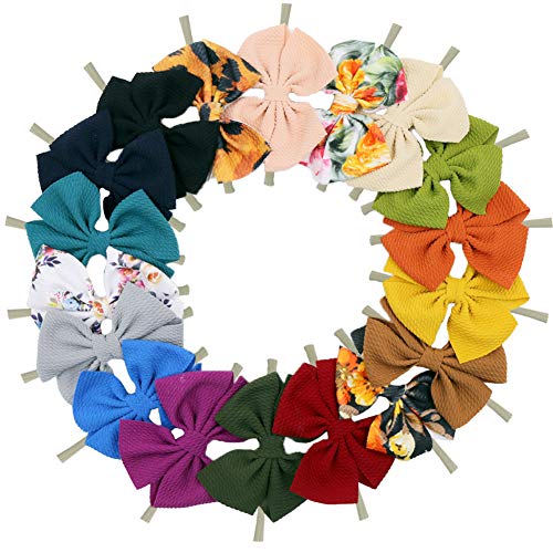 Baby Girl Bow Headbands Newborn Infant Toddler Hairband Nylon Elastic Headwraps for Children Hair Accessories (knot08-18pcs)